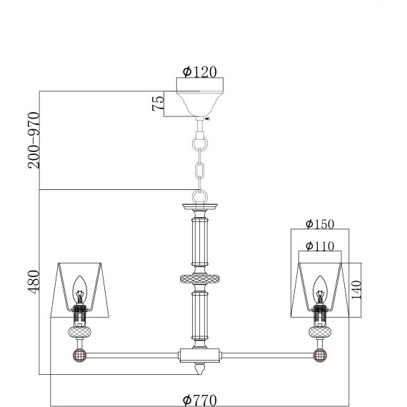 Люстра подвесная Maytoni MOD018PL-08CH Riverside под лампы 8xE14 40W