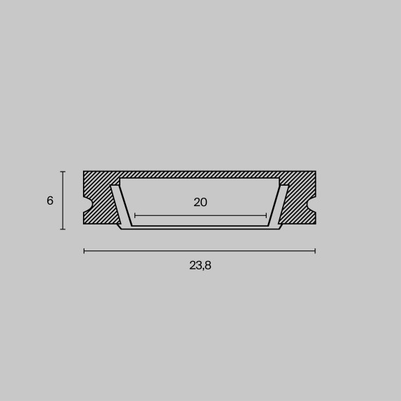 Алюминиевый профиль накладной 23x6 ALM002S-2M