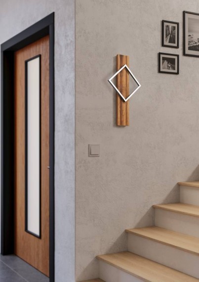 901934 BOYAL Светодиодное бра настенное LED, 13Вт, 1750Лм, 3000К, дерево сталь черный коричневый белый