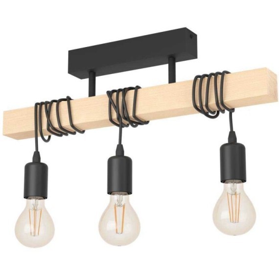 43511 Настенно-потолоч светильник TOWNSHEND, 3х60W(E27), L550, B105, H265, сталь, дерево, черный, коричн