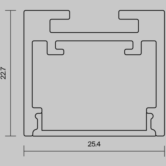 Алюминиевый профиль накладной-подвесной 25x22 (Серебро, 2 м), ALM-2522-S-2M 633012