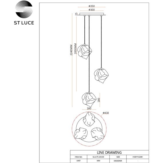 SL1175.103.03 Светильник подвесной ST-Luce Хром/Прозрачный E14 3*40W PORTICI