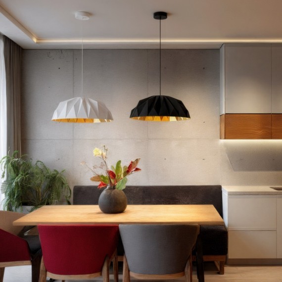 DK6655-BK+SG Светильник подвесной черный с золотой внутренней частью для обеденного стола Denkirs ORIGAMI 20 Вт 3000К 560x1500мм