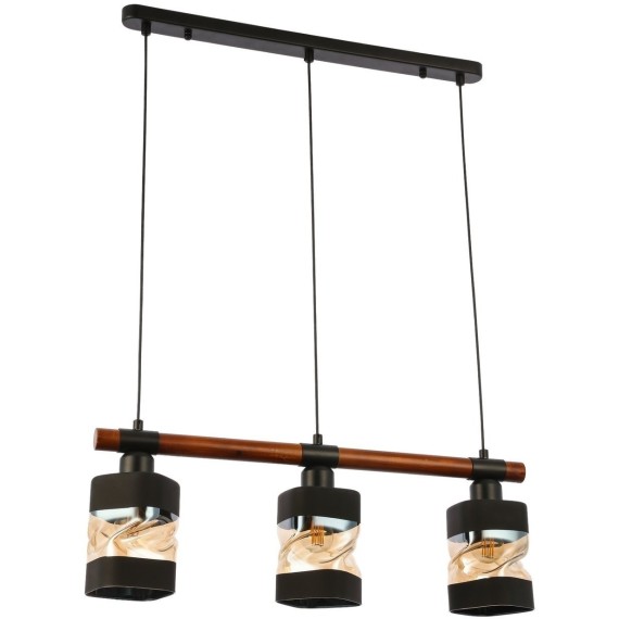 SLE114403-03 Светильник подвесной Черный, Темное дерево/Черный, Прозрачный, Янтарный E27 3*60W ABIRITTO
