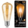102802006 Лампа Gauss LED Filament ST64 E27 6W Golden 550lm 2400К 1/10/40