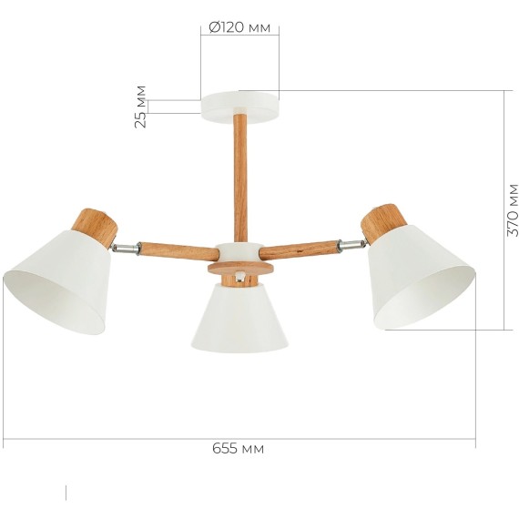 SLE103702-03 Светильник потолочный Светлое дерево, Белый/Белый E27 3*60W BUVE