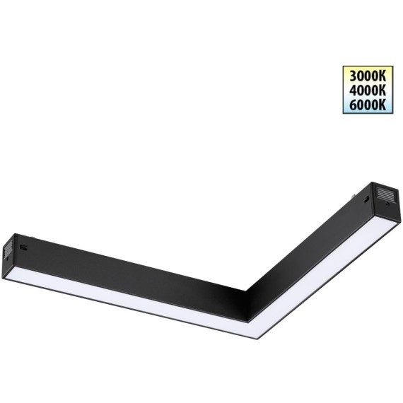 359944 Черный трековый угловой светильник с перекл. цв. температуры 3000;4000;6000К 20Вт 120° 1200Лм CRI90 Novotech VECTOR