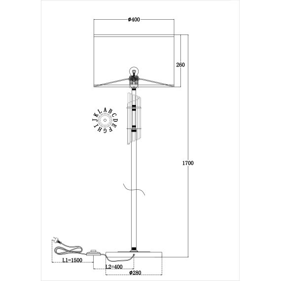 Торшер с выключателем Alloro MOD088FL-01BS