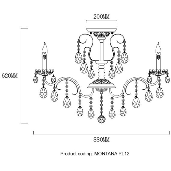 Светильник потолочный Crystal Lux MONTANA PL12