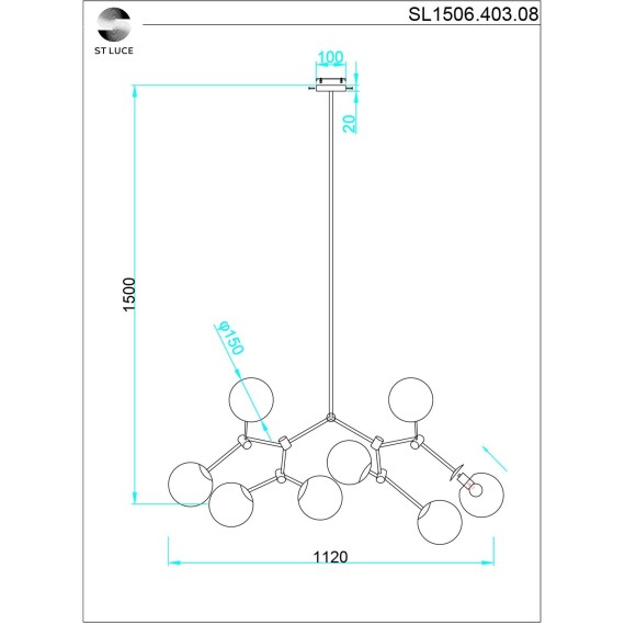 SL1506.403.08 Люстра подвесная ST-Luce Черный/Белый E14 8*40W CHIETI