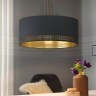 99274 ESTEPERRA Подвесная люстра с тремя лампами E27, тканевый золотой абажур, черный металл, 220В