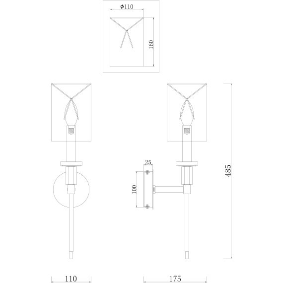 Бра Maytoni MOD148WL-01CH Florida под лампу 1xE14 40W