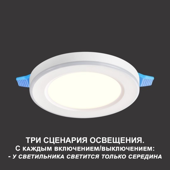 Светильник встраиваемый светодиодный (три сценария работы) IP20 LED 4000К+RGB 18W+6W 1440Лм SPAN 359011