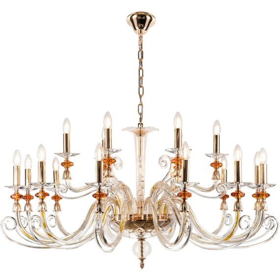 Люстра Crystal Lux CATARINA SP12+6 V2 GOLD/TRANSPARENT-COGNAC 1361/318