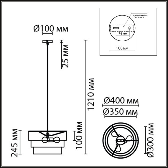 8038/3 MODERNI LN24 никель/желтый/серый/белый, металл/текстиль Подвесной светильник Е27 3*60W 220V ILAIDA