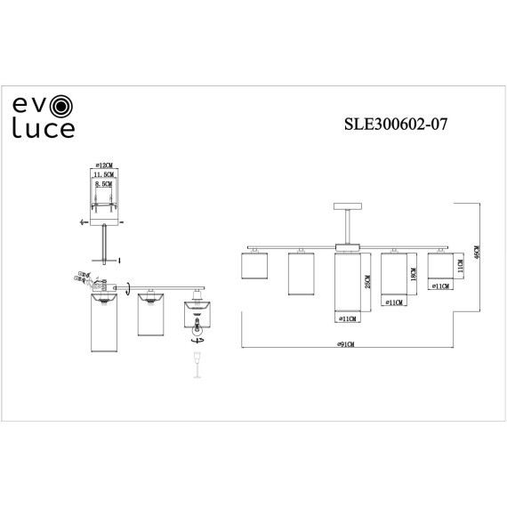 SLE300602-07 Светильник потолочный Хром/Белый, Бежевый, Зеленый E14 7*40W ESSENZA