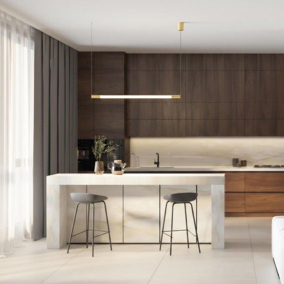 DK4318-BR Светильник подвесной цилиндр золотой Denkirs AURA 25Вт 3000К 1200x40x1500мм