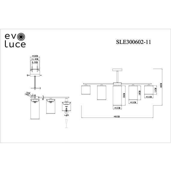 SLE300602-11 Светильник потолочный Хром/Белый, Бежевый, Зеленый E14 11*40W ESSENZA