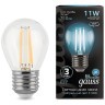 105802211 Лампа Gauss Filament Шар 11W 830lm 4100К Е27 LED 1/10/50
