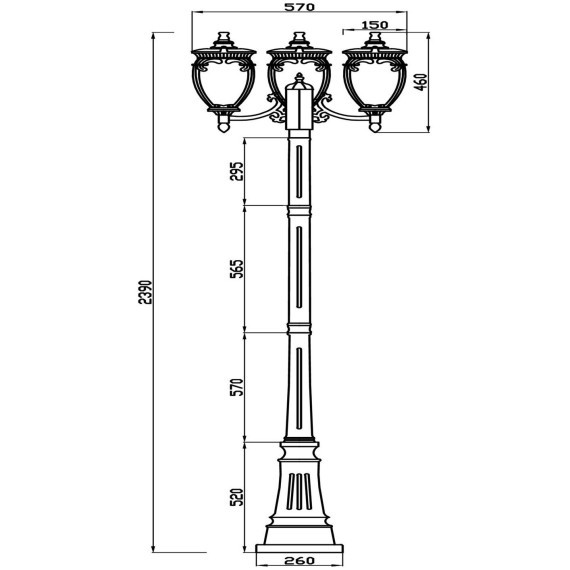 Уличный наземный светильник Maytoni O414FL-03BZ Fleur IP44 под лампы 3xE27 60W
