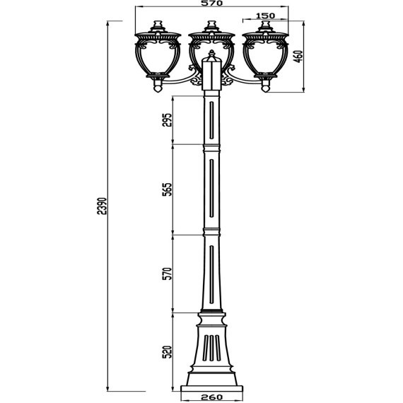 Уличный наземный светильник Maytoni O414FL-03BZ Fleur IP44 под лампы 3xE27 60W