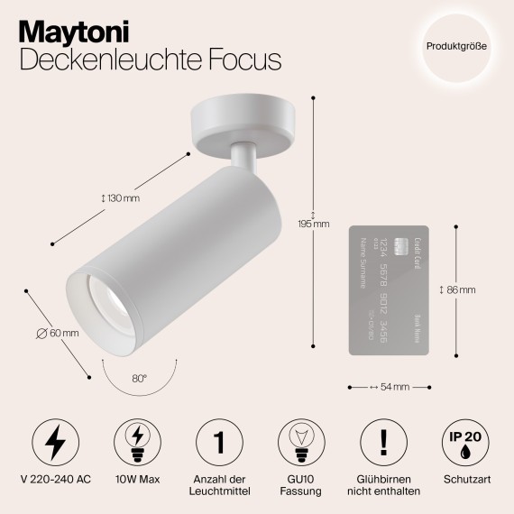 Накладной потолочный светильник Maytoni C017CW-01W FOCUS под лампу 1xGU10 50W