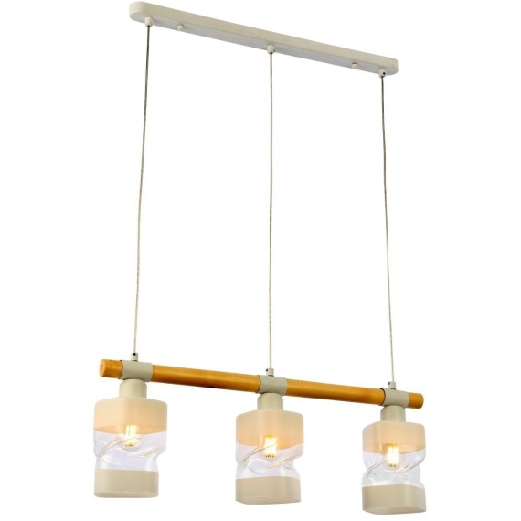 SLE114503-03 Светильник подвесной Белый, Светлое дерево/Белый, Прозрачный E27 3*60W ABIRITTO