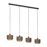 390121 EGLO MARCHENA Люстра потолочная с 4 лампами E27, металл, дерево, черный, коричневый