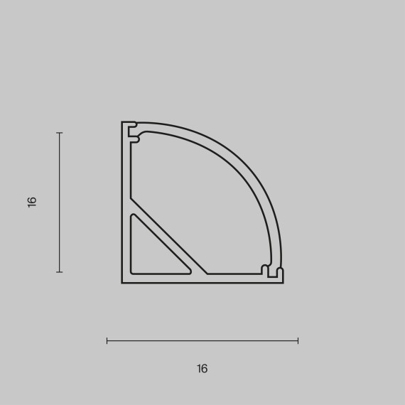 Алюминиевый профиль накладной 16x16 R ALM008S-2M