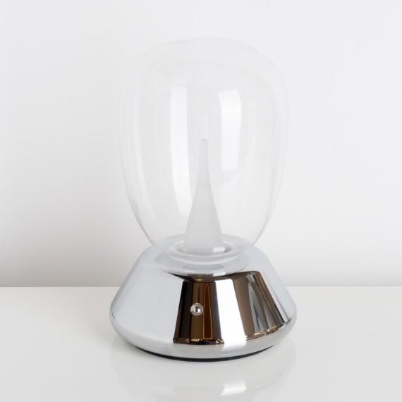 Настольная лампа диммируемая 10W 3000K прозрачный/хром Uovo III Lightstar 807904