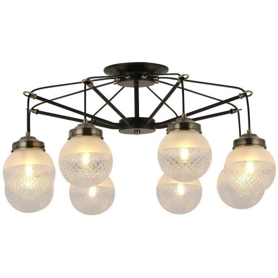 SLE110302-08 Светильник потолочный Черный, Бронза/Прозрачный, Белый E27 8*60W STRICCE