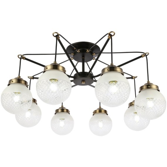 SLE110302-08 Светильник потолочный Черный, Бронза/Прозрачный, Белый E27 8*60W STRICCE