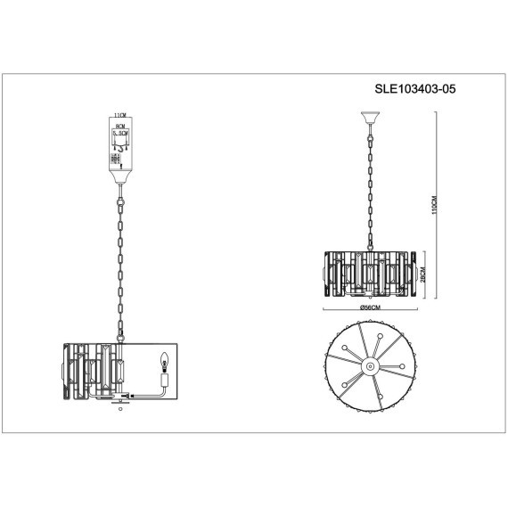 SLE103403-05 Светильник подвесной Шампань/Прозрачный E14 5*40W GIANO