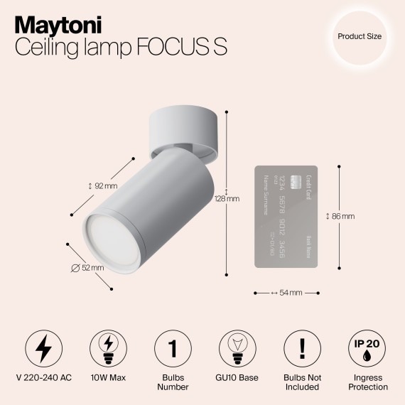 Накладной потолочный светильник Maytoni C050CL-U-1W Focus S под лампу 1xGU10 10W
