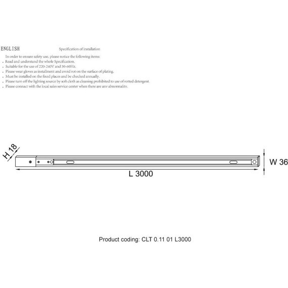 3м черный однофазный двужильный накладной шинопровод Crystal Lux CLT 0.11 01 L3000 BL