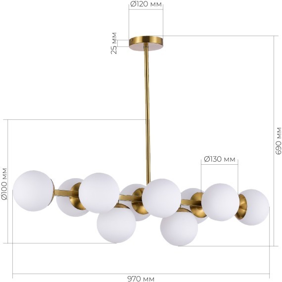 SLE1191-202-10 Светильник потолочный Золотистый/Белый E27 10*60W FRATTA