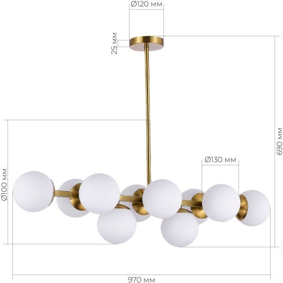 SLE1191-202-10 Светильник потолочный Золотистый/Белый E27 10*60W FRATTA