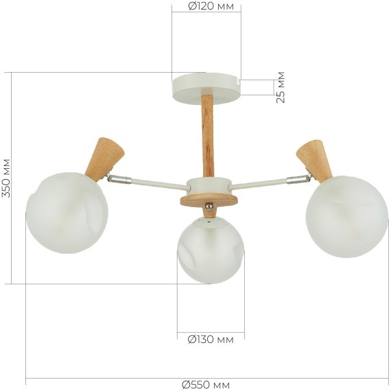 SLE220702-03 Светильник потолочный Белый, Светлое дерево/Белый E14 3*40W CATANIA