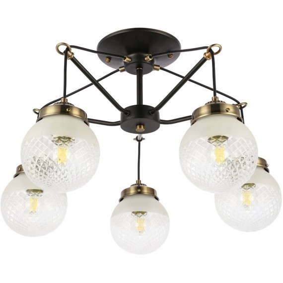 SLE110302-05 Светильник потолочный Черный, Бронза/Прозрачный, Белый E27 5*60W STRICCE