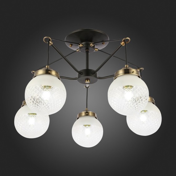 SLE110302-05 Светильник потолочный Черный, Бронза/Прозрачный, Белый E27 5*60W STRICCE