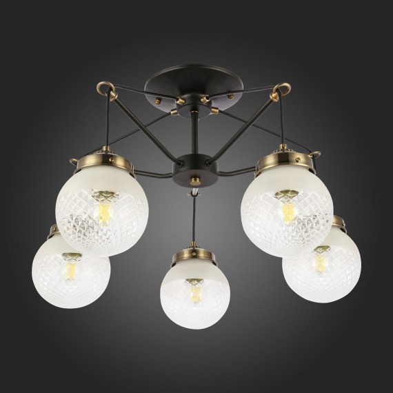 SLE110302-05 Светильник потолочный Черный, Бронза/Прозрачный, Белый E27 5*60W STRICCE