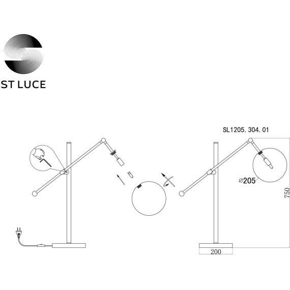 SL1205.304.01 Прикроватная лампа ST-Luce Латунь/Прозрачный G9 1*5W SANDRO