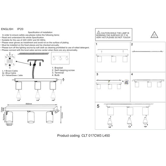 Светильник потолочный Crystal Lux CLT 017CW3 L450 WH