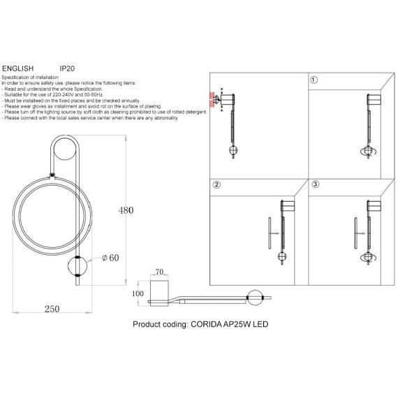 Бра Crystal Lux CORIDA AP25W LED BLACK/GOLD