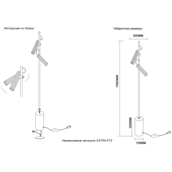 Торшер Crystal Lux EXTRA PT2