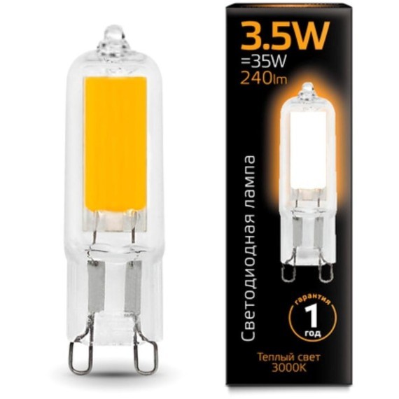 107809103 Лампа Gauss G9 AC220-240V 3.5W 240lm 3000K стекло LED 1/10/200