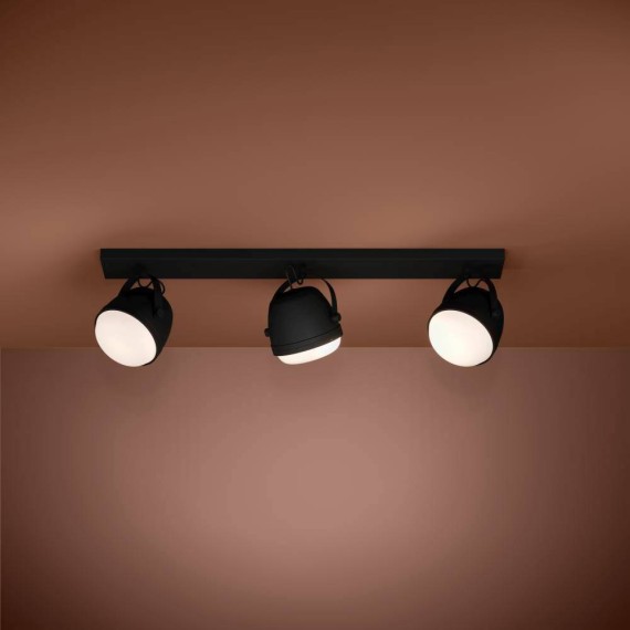 390045 UPANEMA Потолочный светильник с тремя лампами E27, 84Вт, черный/белый, металл/стекло, IP20