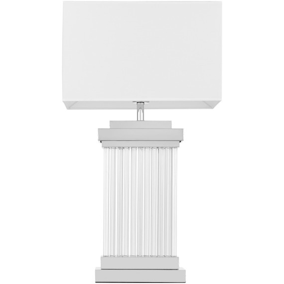 Настольная лампа с прямоугольным тканевым абажуром под лампу E27 Lumina Deco Davos LDT 310 CHR+WT