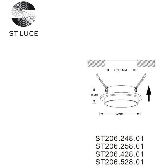ST206.428.01 Св-к встр. Черный GU10 1*50W  IP20 D92xH38 220V Без ламп Встраиваемые светильники