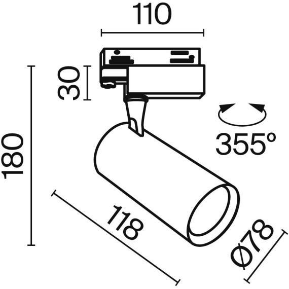 Трековый светильник трехфазный 220V светодиодный Vuoro TR029-3-10W3K-S-B
